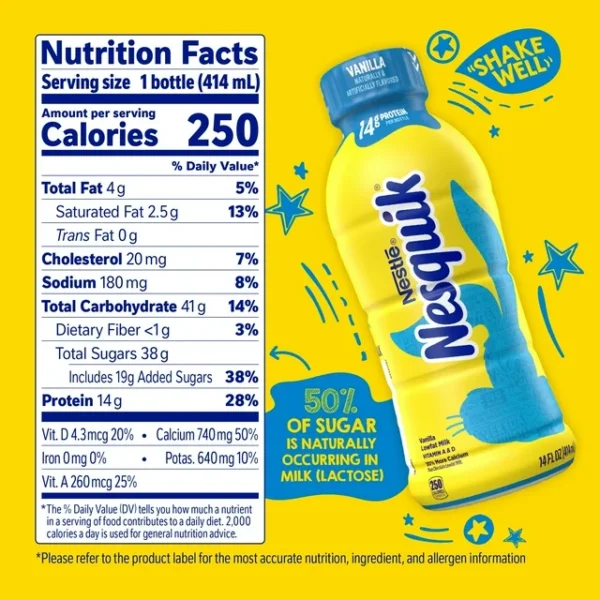 Nesquik Vanilla Flavored Low-Fat Milk, Ready to Drink Low-fat Milk,14 fl o 14 fl oz - Image 5