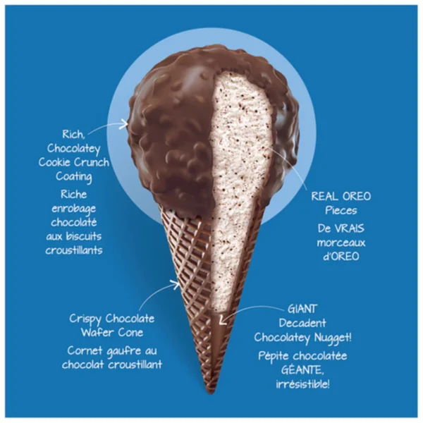 Nestlé Drumstick Frozen Dessert Cones Oreo 4 x 135 ml - Image 2