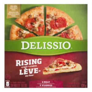 Delissio Rising Crust Frozen Pizza 3 Meat 12 Inch Frozen 834 g