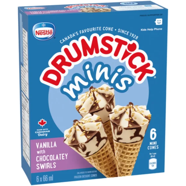Nestlé Drumstick Frozen Dessert Cones Vanilla Chocolate Swirl 6 x 66 ml - Image 2