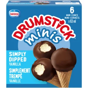 Drumstick Minis Frozen Dessert Cones Simply Dipped Vanilla 6 x 63 ml