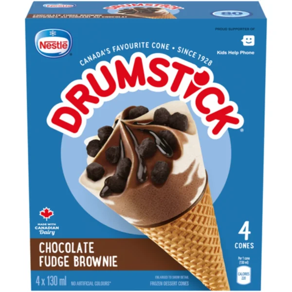 Nestlé Drumstick Frozen Chocolate Fudge Brownie Cones 4 x 130 ml
