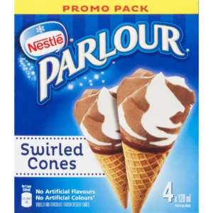 Nestlé Parlour Frozen Dessert Swirled Cones 4 x 120 ml