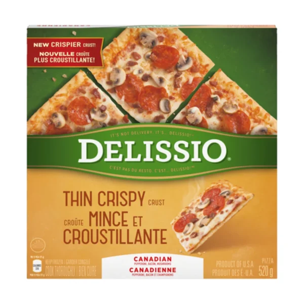 Delissio Frozen Thin Crispy Crust Pizza Canadian 520 g
