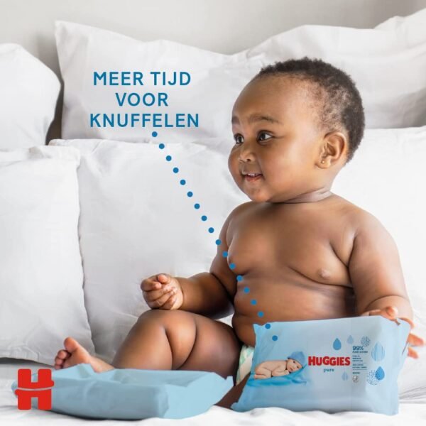 Huggies Pure Baby Wipes - Pack of 10 (10 x 56 Packs, Total 560 Wipes) - Image 3