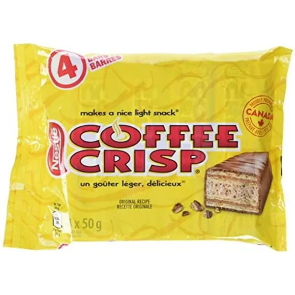 Canada Candy Coffee Crisp Chocolate Bar 4 X 50Gram Bars. Imported From Canada. (Basic)