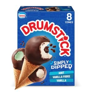 Drumstick, Simply Dipped Variety (Vanilla, Vanilla Fudge, Mint), 8 Count (Frozen)