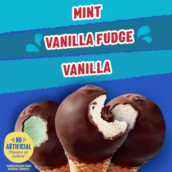 Drumstick, Simply Dipped Variety (Vanilla, Vanilla Fudge, Mint), 8 Count (Frozen) - Image 4