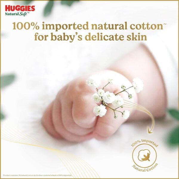 Huggies Natural Soft Premium Baby Diaper Pants, Our No.1 Soft Pants, Newborn/Extra Small (XS) Size (0-5 Kgs), Pack of 76 | Cloud Softness All over with 1st Cloud Touch Belt - Image 4