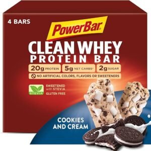 PowerBar Clean Whey Bar, Cookies and Cream, 2.12 oz Bar, (4 Count)