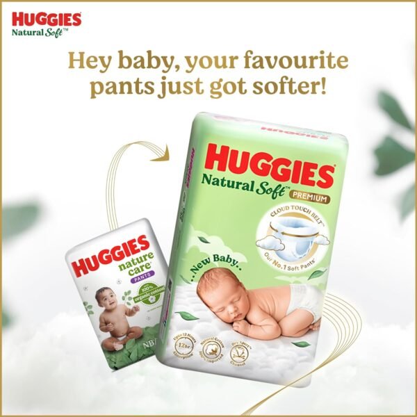 Huggies Nature Care Pants, Large Size (9-14 Kg) Premium Baby Diaper Pants, 52 Count, Made with 100% Organic Cotton - Image 2