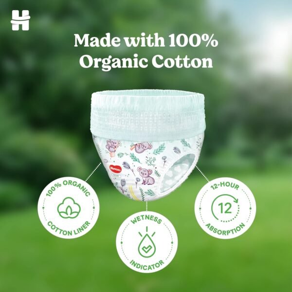 Huggies Nature Care Pants, Large Size (9-14 Kg) Premium Baby Diaper Pants, 52 Count, Made with 100% Organic Cotton - Image 4