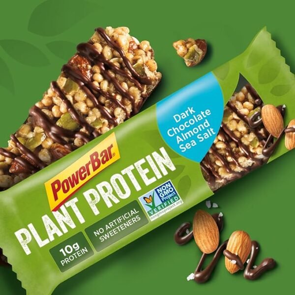 PowerBar, Plant Protein Bar, Dark Chocolate Almond & Sea Salt, 1.76 oz Bar, (15 Count) - Image 2