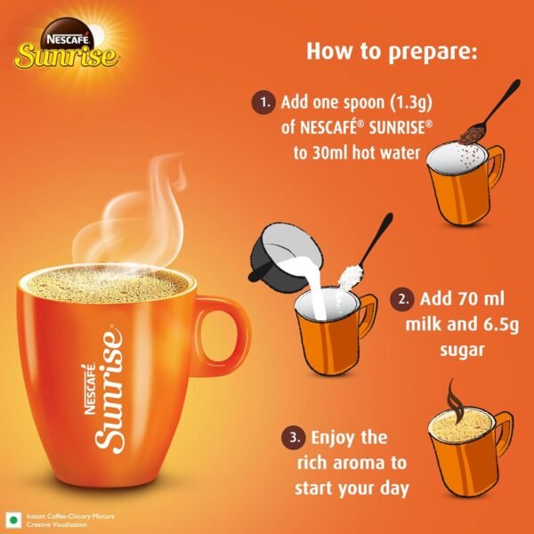 Sunrise Instant Coffee Powder|Strong Taste For The Perfect Start To Your Day|Coffee Chicory-Mix|190g /200g, Stabilo Pack, Bag - Image 4