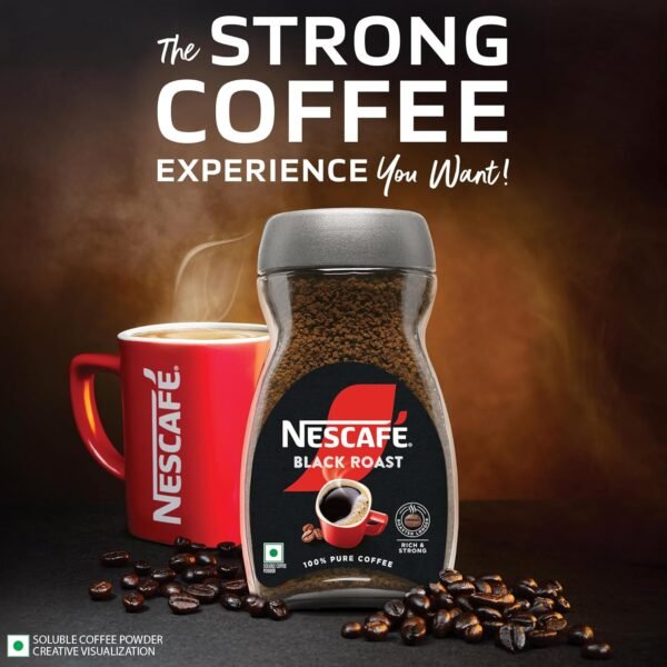 Nescafe Classic Black Roast Instant Coffee | Roasted Longer For A Stronger Cup - Image 2