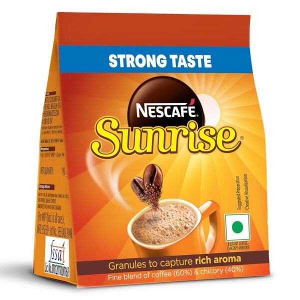 Sunrise Instant Coffee Powder|Strong Taste For The Perfect Start To Your Day|Coffee Chicory-Mix|190g /200g, Stabilo Pack, Bag