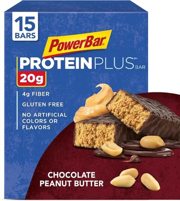 PowerBar Protein Plus Bar, Chocolate Peanut Butter, 2.12 Ounce (15 Count) (Packaging May Vary)