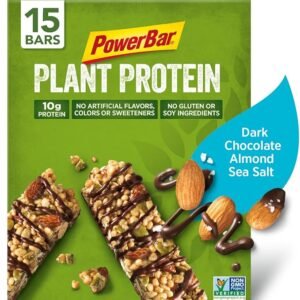 PowerBar, Plant Protein Bar, Dark Chocolate Almond & Sea Salt, 1.76 oz Bar, (15 Count)