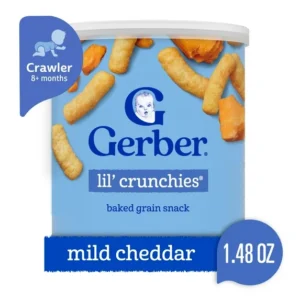 Gerber Stage 3 Baby Food Snacks, Mild Cheddar Lil' Crunchies, Baby Led Feeding 1.48 oz