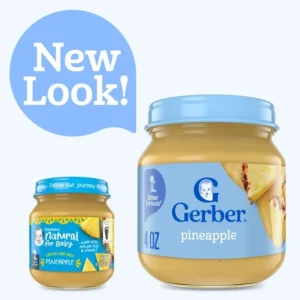 Gerber Stage 2 Baby Food, Pineapple Jar, Fruit Puree, Non-GMO, Baby Puree 4 oz
