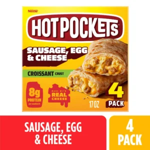 Hot Pockets Sausage Egg and Cheese, Frozen Snacks, Air Fryer Snacks, 8g Protein, 4PK 17 oz