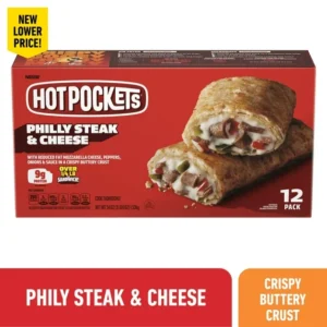 Hot Pockets Philly Steak and Cheese Seasoned Crust Sandwich Snacks, 54 oz, 12 Pack (Frozen)