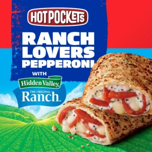 Hot Pockets Ranch Lovers Pepperoni Lovers, Hidden Valley Ranch, Sandwich Snacks, 17 oz, 4 pack (Frozen)