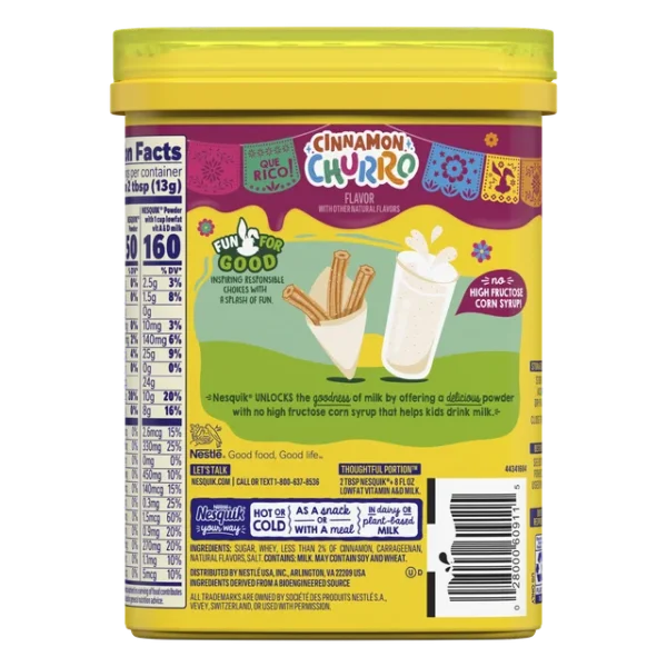 (3 pack) Nestle Nesquik Cinnamon Churro Powder, Drink Mix, 10 oz Can - Image 2