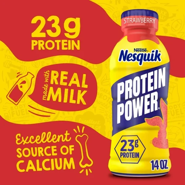 Nesquik Protein Power, Strawberry Flavored Protein Milk Beverage, 14 oz Bottle - Image 5