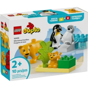 LEGO DUPLO Town Wild Animal Families Penguins & Lions Building Toy Playset - Preschool Learning & Educational Animal Toy for Toddlers, Boys and Girls