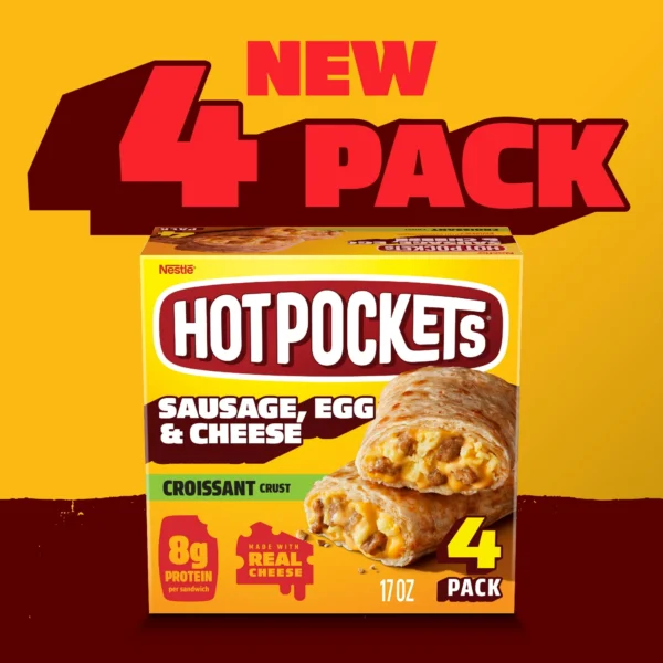 Hot Pockets Sausage Egg and Cheese, Frozen Snacks, Air Fryer Snacks, 8g Protein, 4PK 17 oz - Image 3
