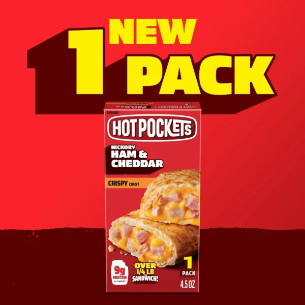Hot Pockets Hickory Ham and Cheddar, Air Fryer Snacks, Frozen Sandwiches 4.5 oz - Image 2
